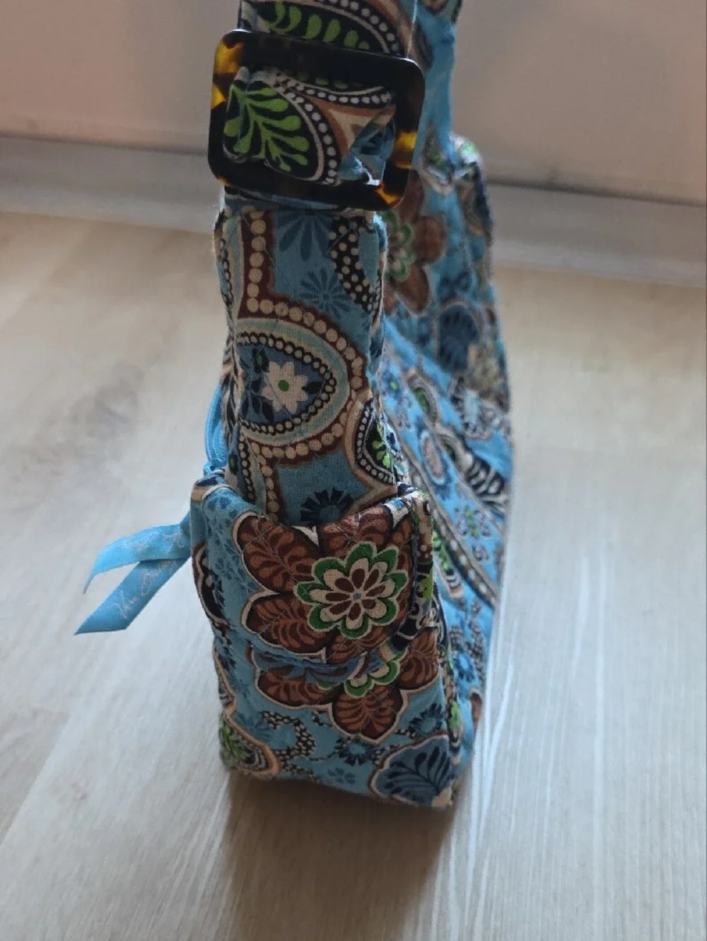 Vera Bradley Bali Blue On The Go Shoulder Bag Quilted Floral Vintage 2009